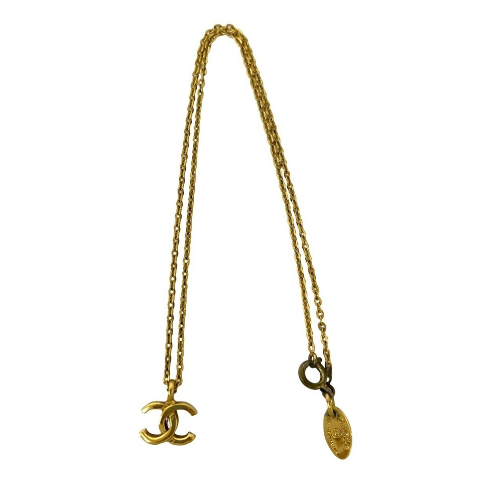 CHANEL Vintage Gold Logo Necklace